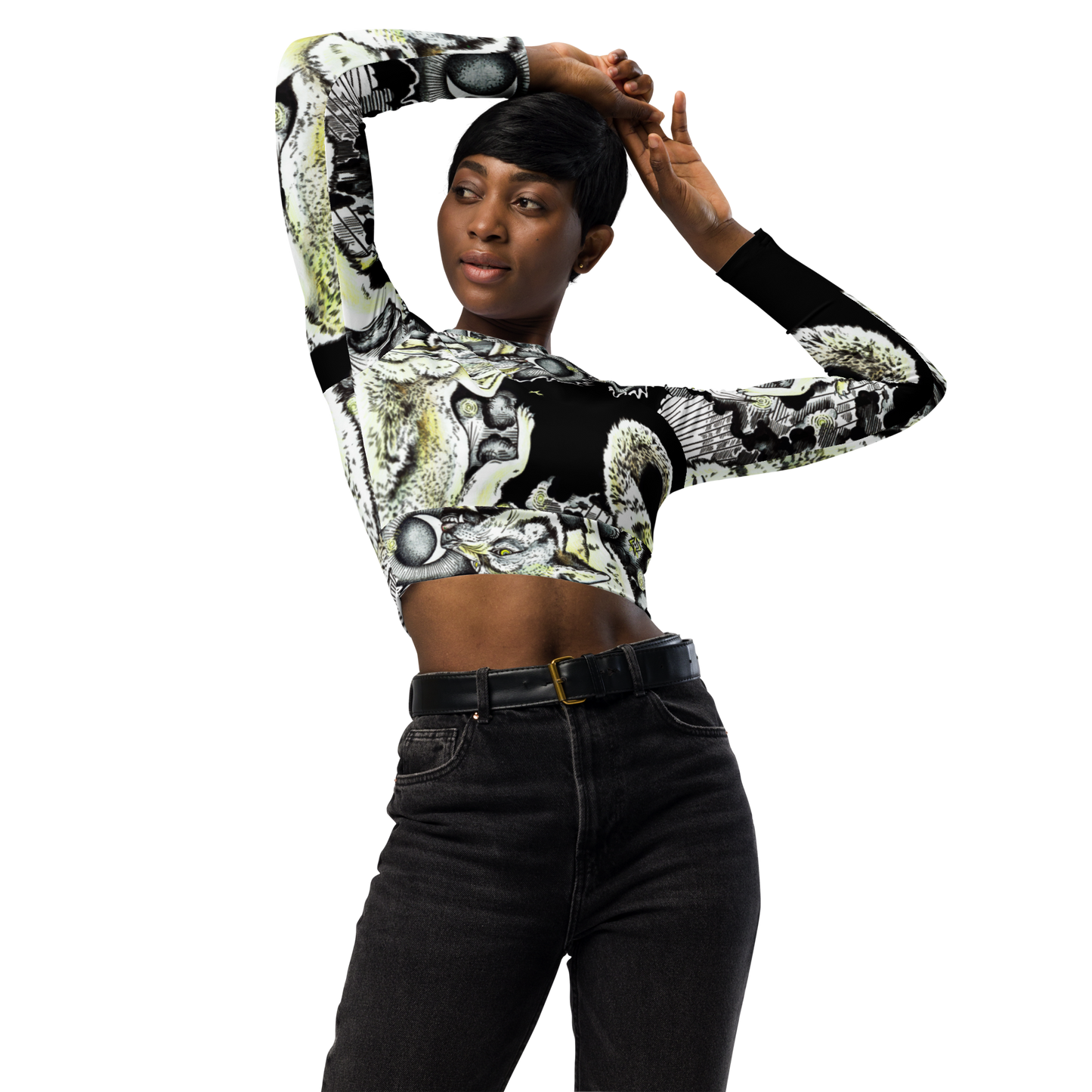 Recycled long-sleeve crop top