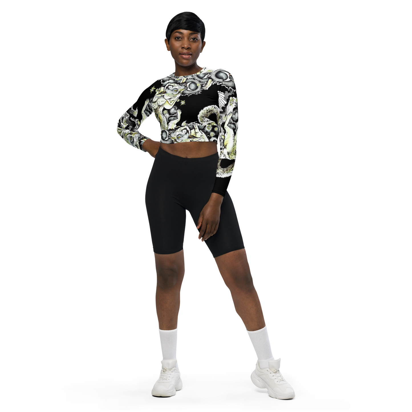 Recycled long-sleeve crop top